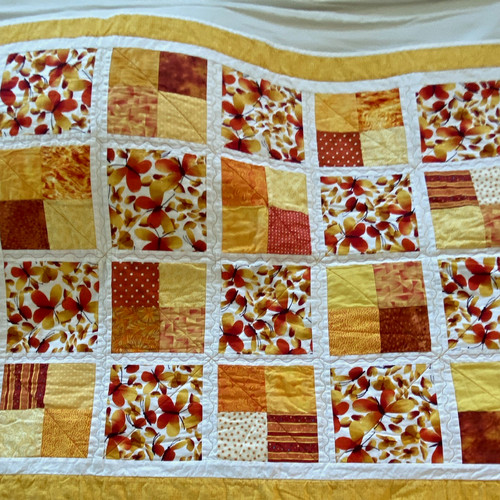 Patchwork quilt quilted floral - quilt,