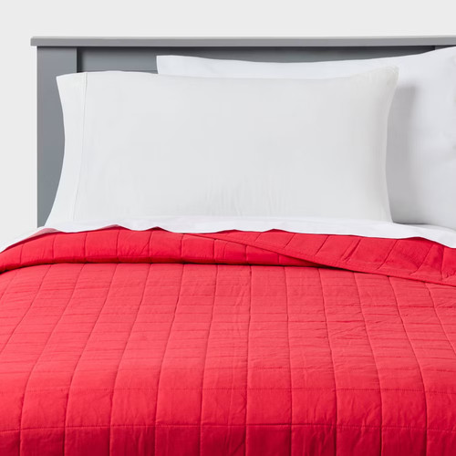 Box stitch microfiber quilt - microfiber,