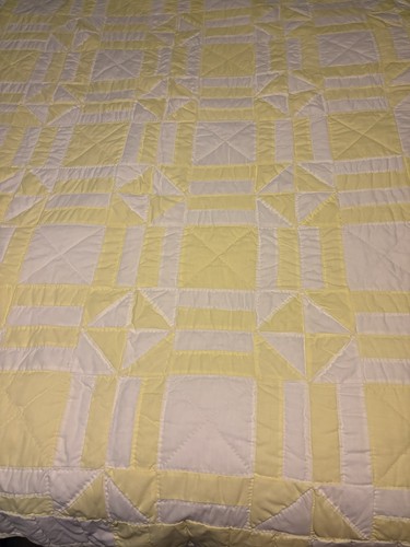 Hand stitched quilt yellow and - hand,